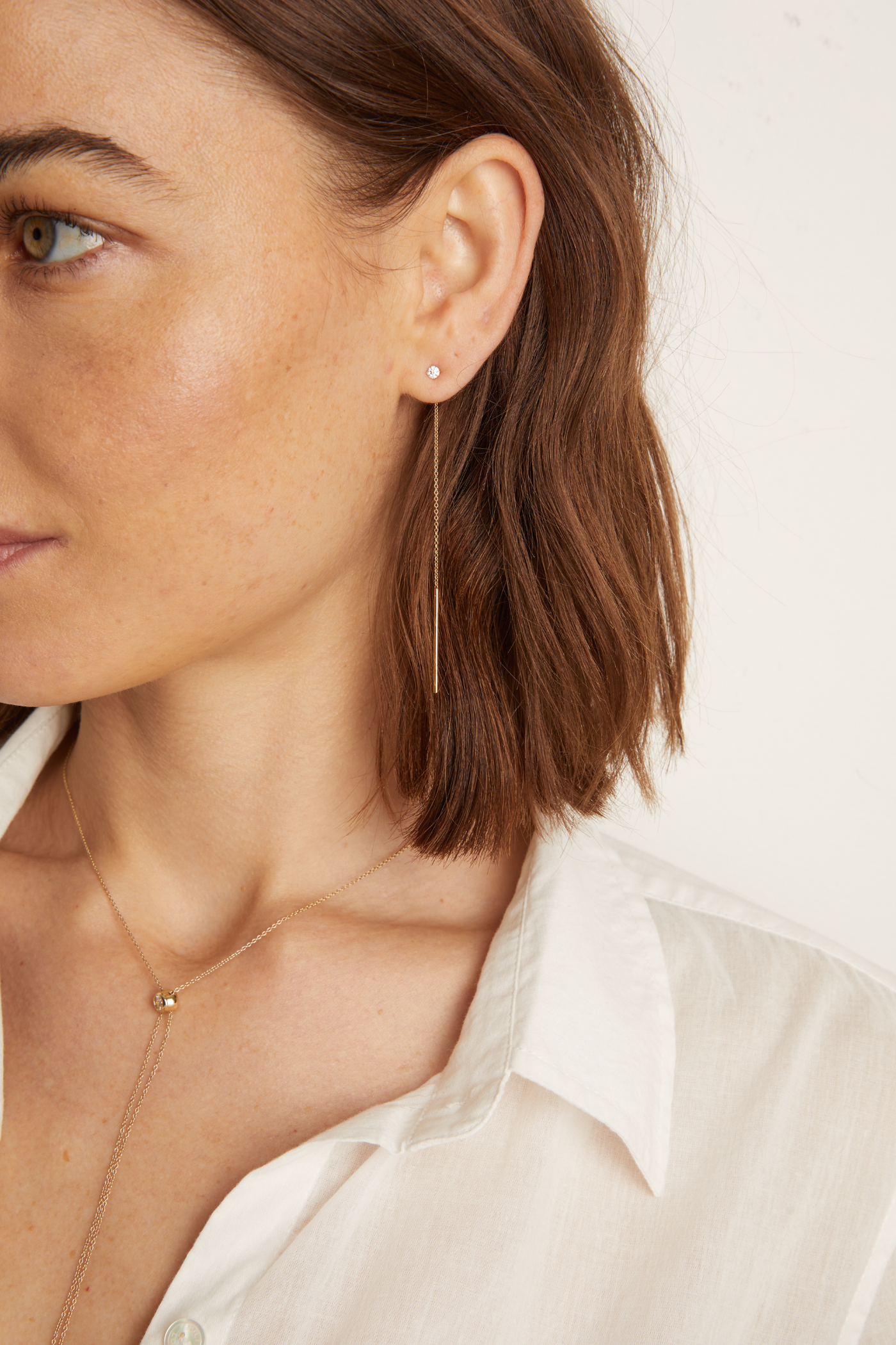 Aurate x Frye: Lab Grown Diamond Lariat Earrings - Image 2