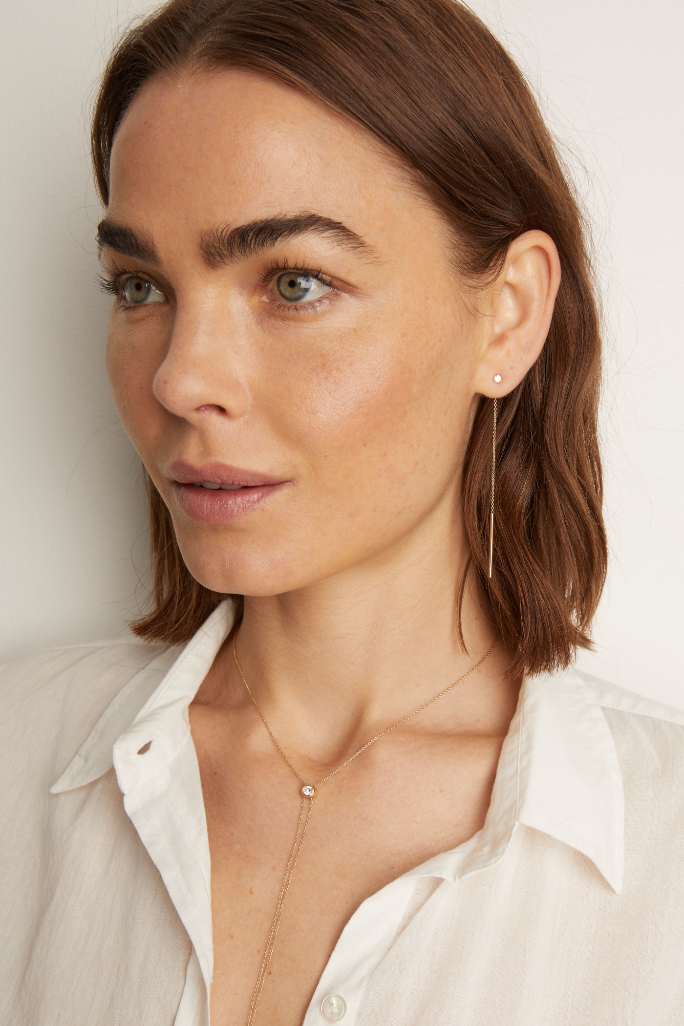 Aurate x Frye: Lab Grown Diamond Lariat Earrings - Image 4