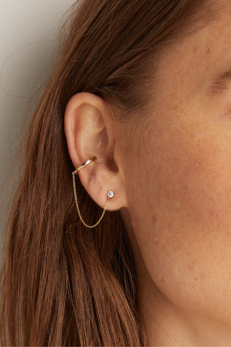 Aurate x Frye: Lab Grown Diamond Stud and Ear Cuff - Image 4