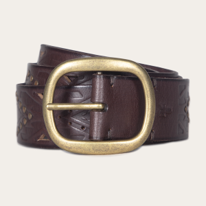 38mm Belt With Southwestern Embossing. Perf & Studs