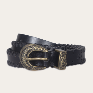 20mm Belt With 3 Pc Buckle Set & Leather Laced Edge