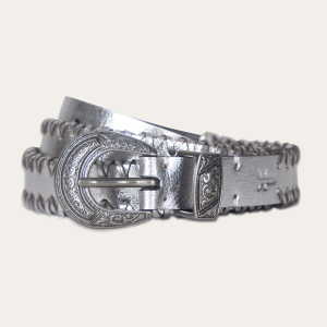 20mm Belt With 3 Pc Buckle Set & Leather Laced Edge