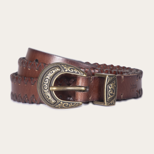 20mm Belt With 3 Pc Buckle Set & Leather Laced Edge
